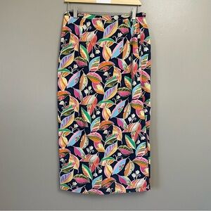 Vintage Talbots Wrap Floral Botanical Cotton colorful Midi Skirt Size 8 Petite
